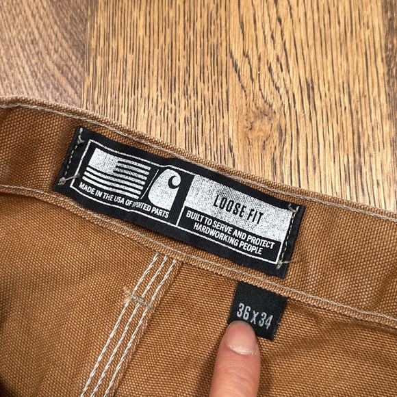 Carhartt B01-BRN Made in USA Loose Fit Duck Double Knee Dungaree Pants Mens 36 - Picture 10 of 12